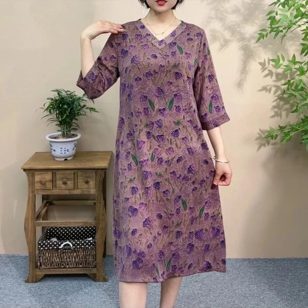 2（紫色郁金香）新款气质遮肉显瘦气质中款连衣裙