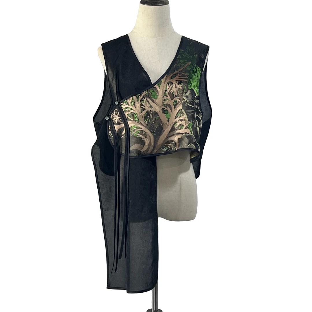 XM24035设计师款AB面麋鹿森林时尚马甲【夏沫雨笙】