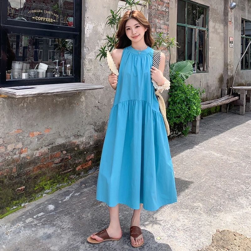 孕妇连衣裙夏款2024新款大码无袖长裙夏装宽松连衣裙薄款宽松裙子