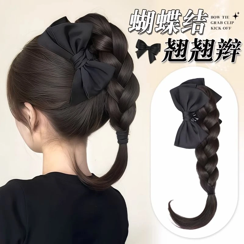 假发辫子女蝴蝶结翘翘辫仿真自然蓬松抓夹高马尾麻花辫编发假发