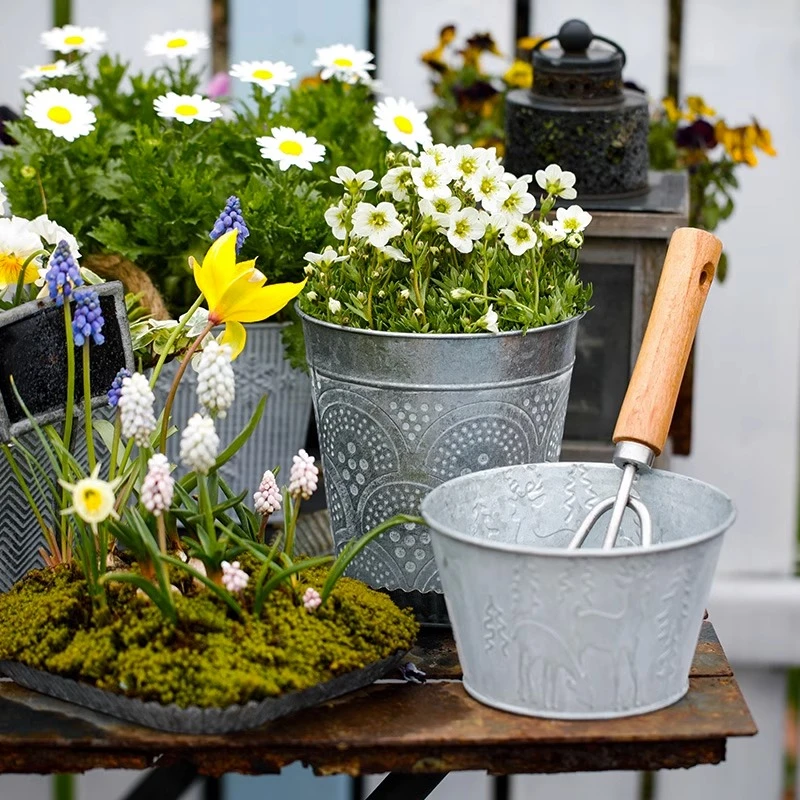 有寻植物复古大号铁皮小花盆家用创意阳台铁艺花盆栽室外杂货花园