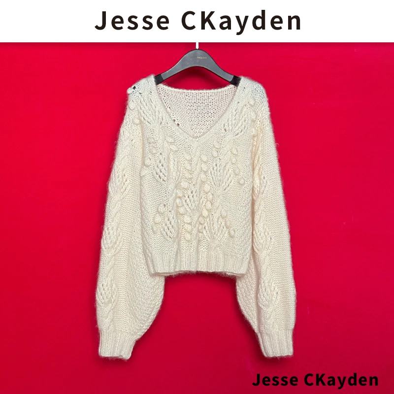 编号06 丽质佳人 清新甜美温柔风手工针织衫宽松女上衣DP4644