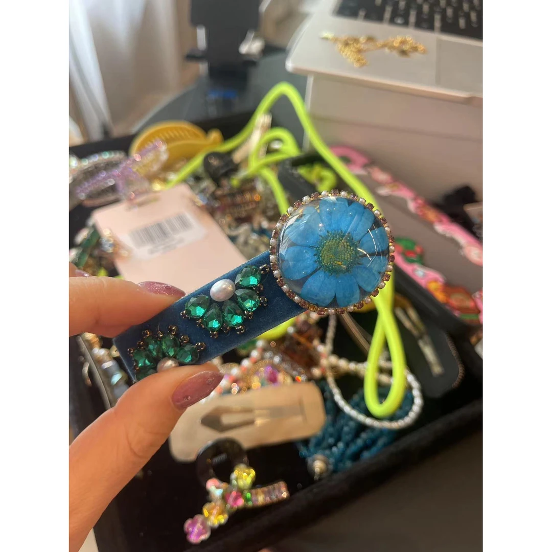 【BORAKOO】【吉莉】韩国东大门代购 蓝色琉璃丝绒发夹