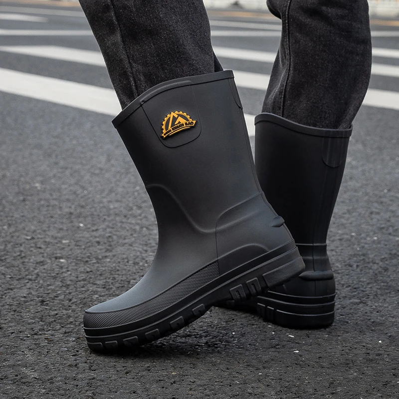 厨房防男鞋冬中筒雨鞋正品防滑防臭耐磨钓鱼水鞋工作胶鞋高能感