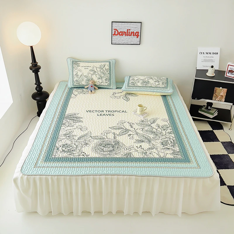 A类乳胶冰丝凉席三件套夏天家用可水洗机洗席子单双人软席防滑席