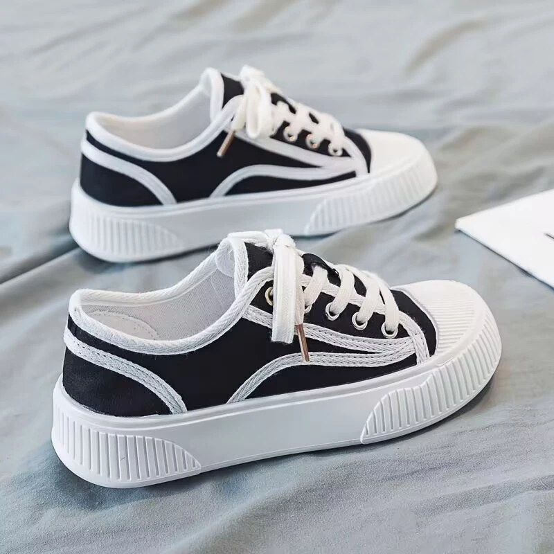 学生帆布鞋女鞋2025新款百搭潮ins春秋夏季韩版厚底板鞋女饼干鞋