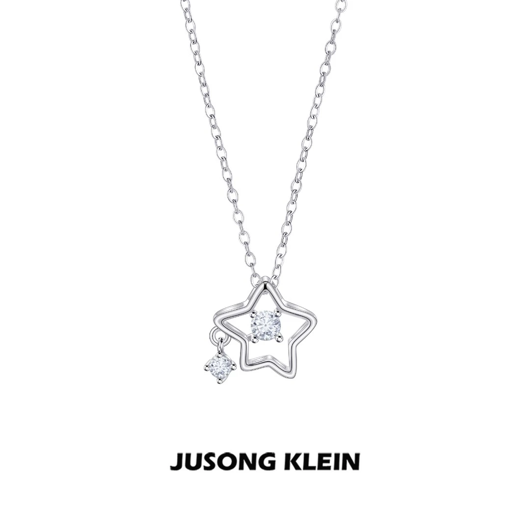 Jusong klein 钛钢项链 时髦好物五角星项链女轻奢锆石星星锁骨链