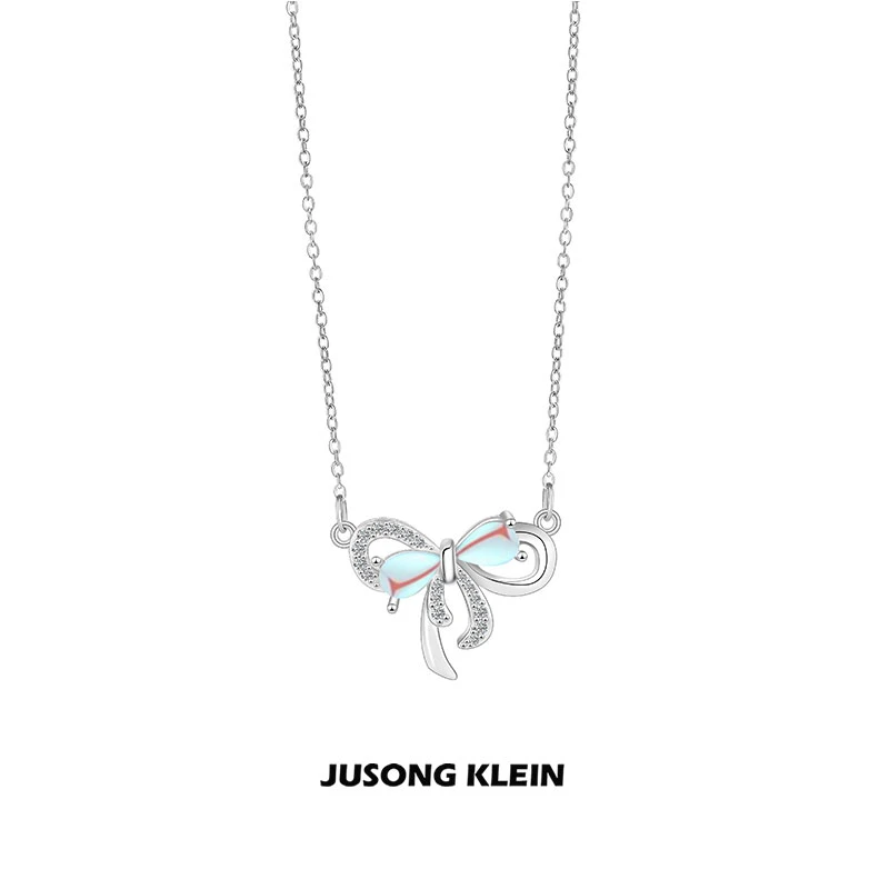 Jusong klein 钛钢项链 时髦好物蝴蝶结项链女轻奢百搭吊坠锁骨链