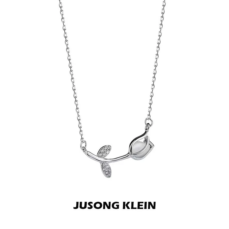 Jusong klein 钛钢项链 时髦好物郁金香项链女微镶锆石花朵锁骨链