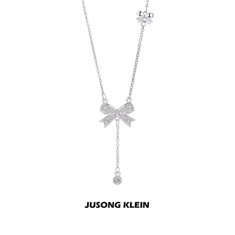 Jusong klein 钛钢项链 时髦好物流苏蝴蝶结项链女轻奢小众锁骨链