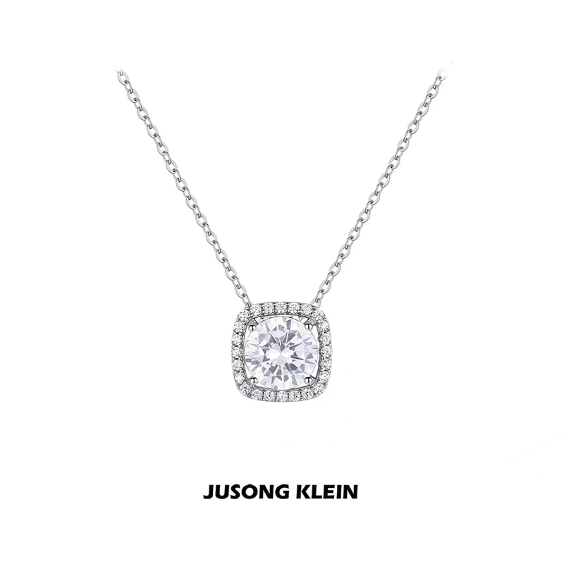 Jusong klein 钛钢项链 时髦好物方糖项链女款轻奢几何圆形锁骨链