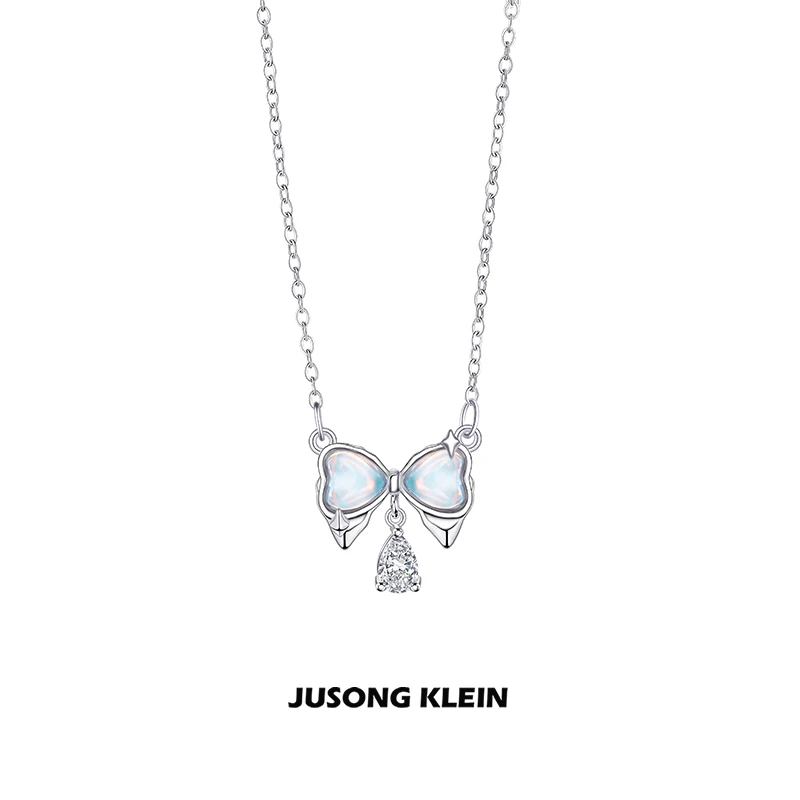 Jusong klein 钛钢项链 在逃公主系列幻彩蝴蝶结项链女轻奢锁骨链