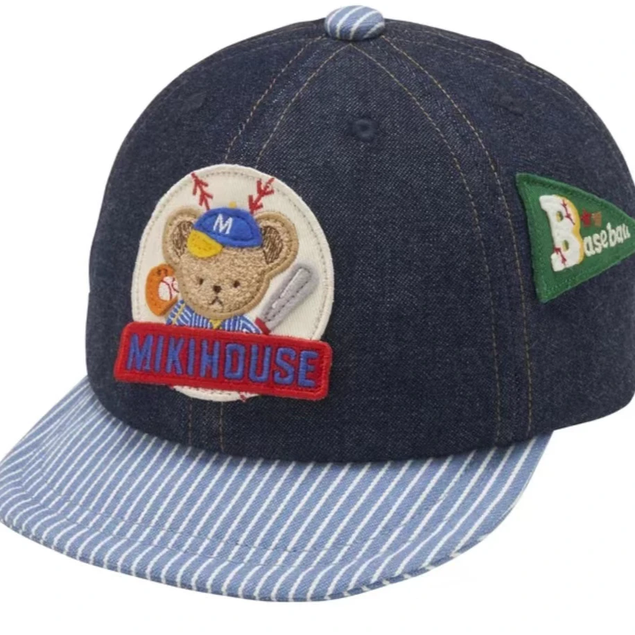 宝藏衣橱上新萌娃穿搭原单牛仔刺绣棒球帽