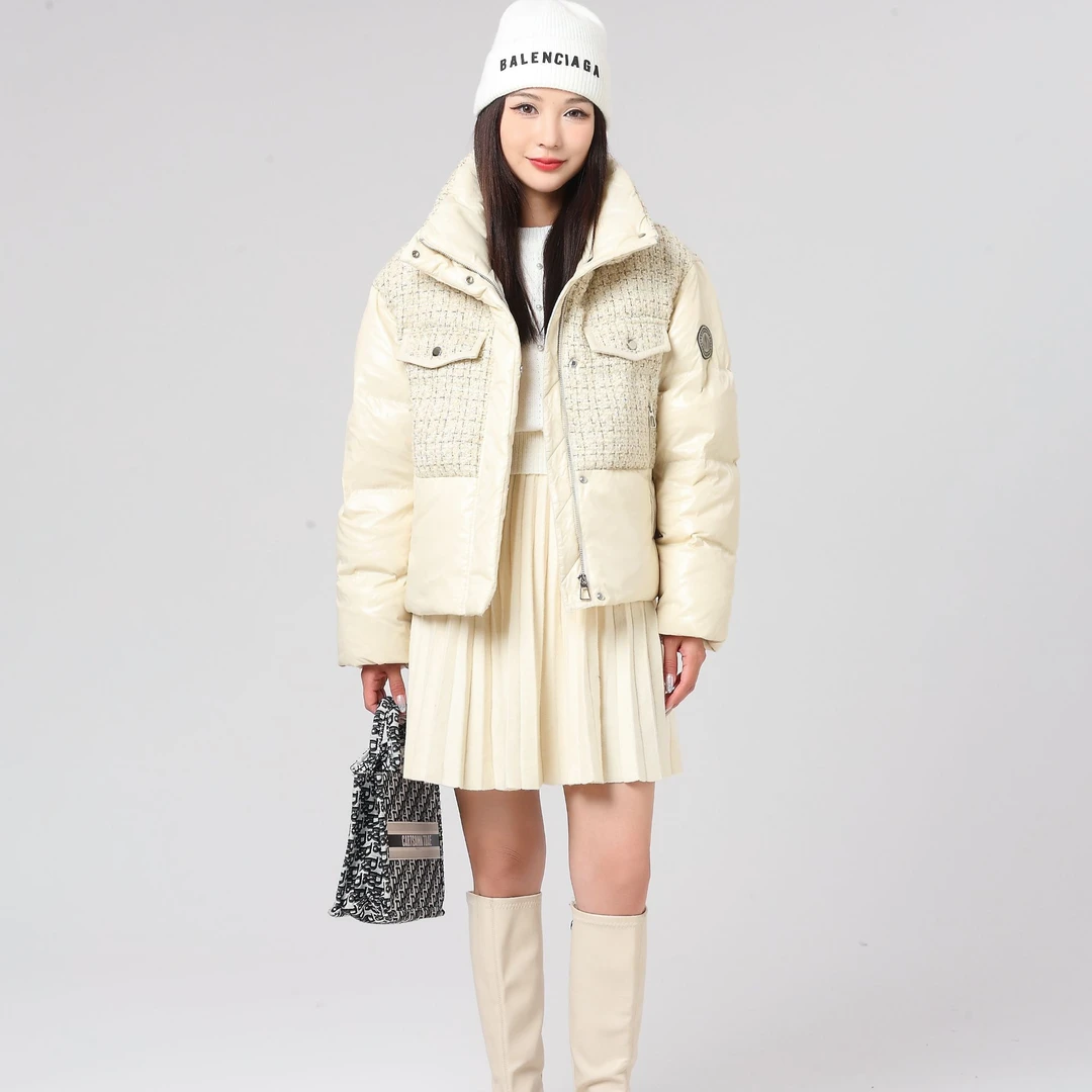 珩绣2024高端粗花呢拼接加厚女短泡芙羽绒服DLY-1808(小香风款）