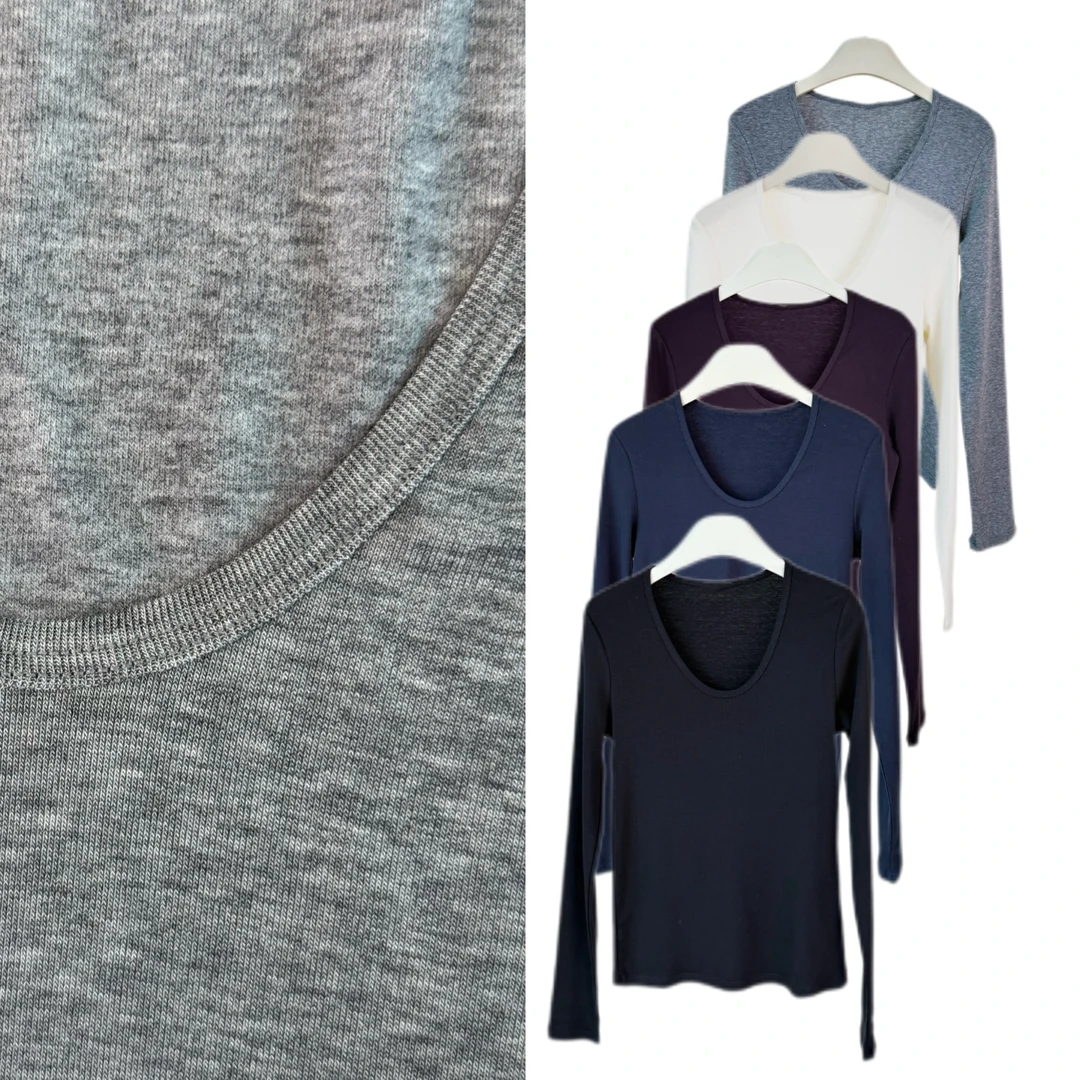 阿洁yiyiziqi【白月光】莱赛尔天丝羊毛加绒长袖打底T恤女7185