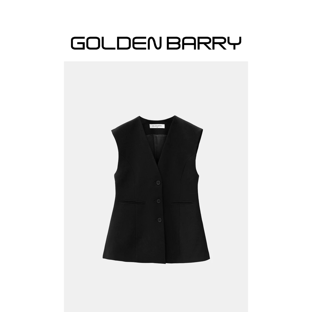 GOLDENBARRY|123121轻奢气质时尚赫本风无袖花苞女士马甲女款
