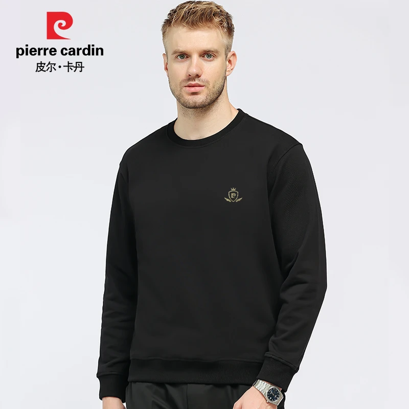 皮尔卡丹专柜商务休闲男士卫衣潮流印花舒适保暖秋冬百搭长袖P191