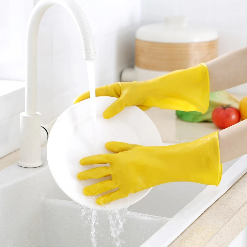 洗碗手套黄色牛筋女工业皮家务清洁厨房刷耐橡乳胶防水洗衣服