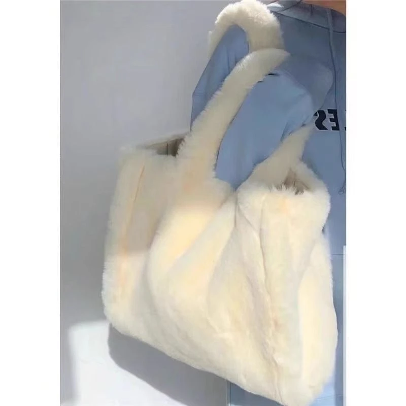 秋冬新款潮时尚毛绒单肩包大容量毛茸茸托特包包女可爱手提毛毛包