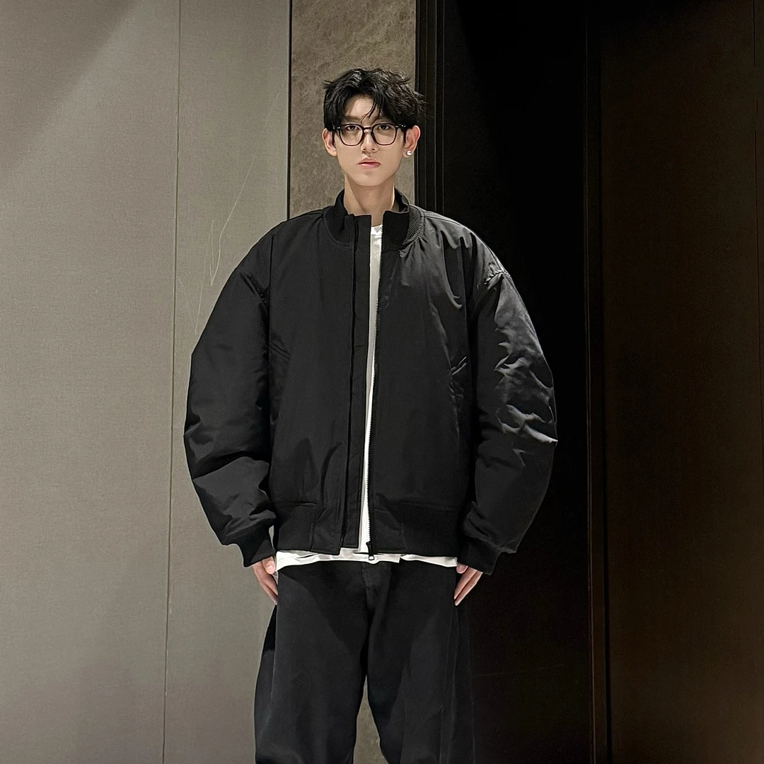 HN潮牌-冬季新款廓形感飞行弯刀棉服男痞帅百搭立领保暖棉衣外套