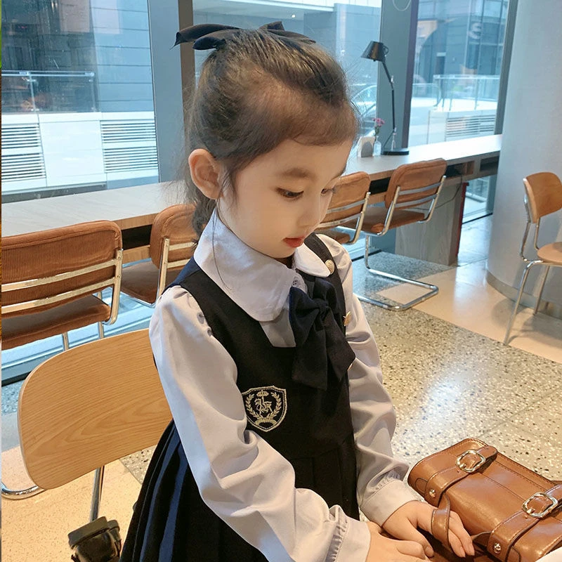 2023学院风女童套装假两件JK英伦风百褶裙子衬衫儿童连衣裙学生潮