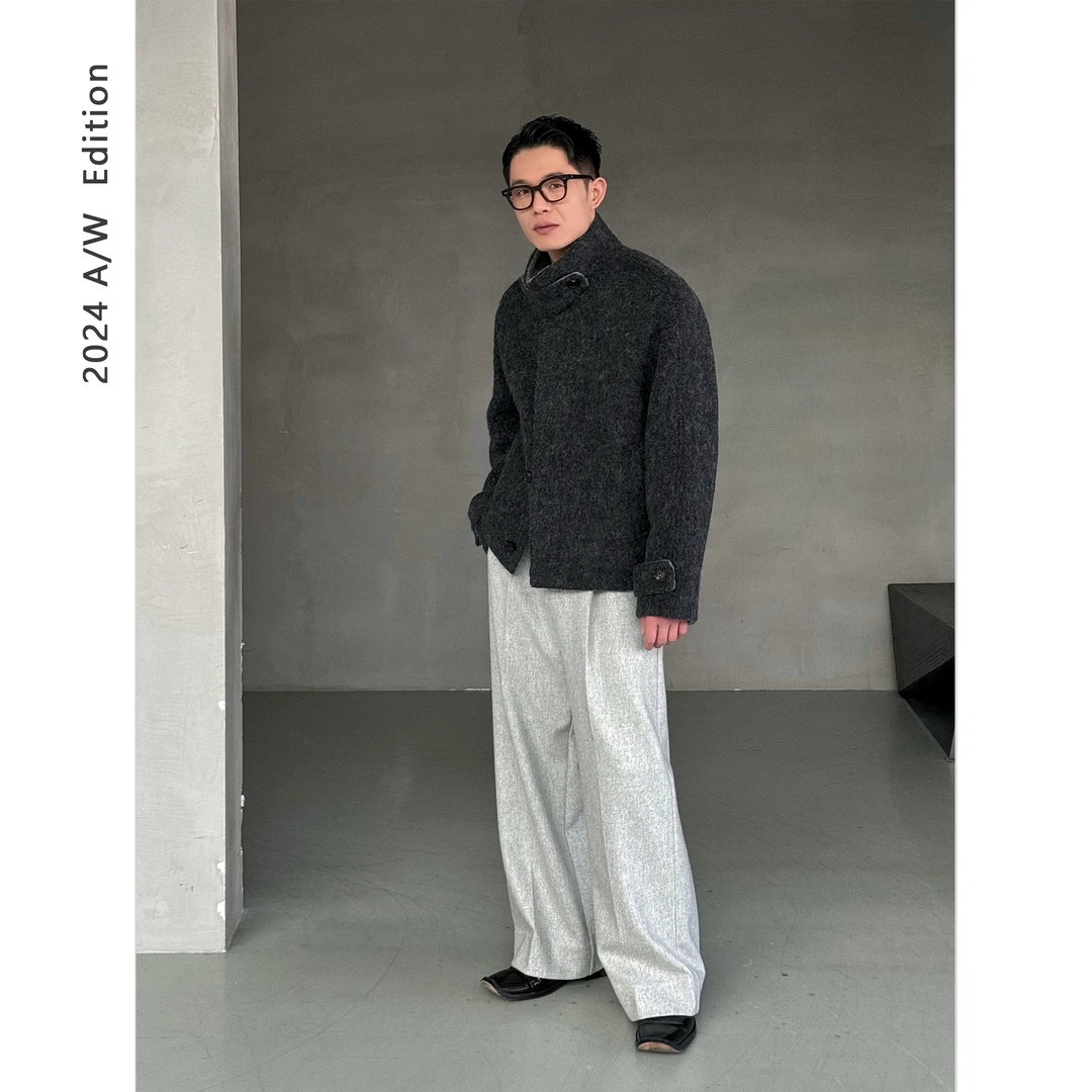 DUPU 黑标奢级 秘鲁稀缺羊驼贝贝双面异色手工毛呢夹克