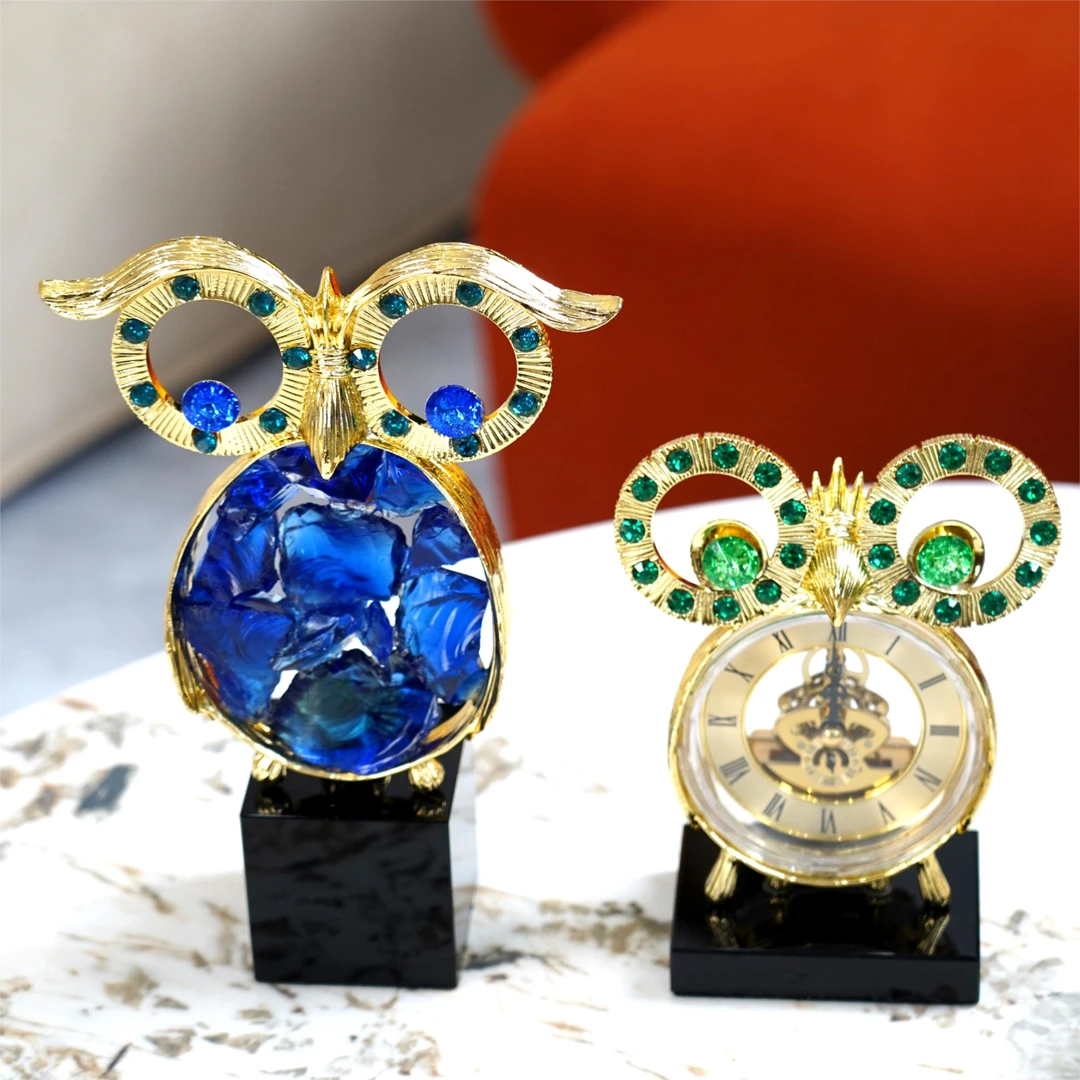 轻奢现代水晶猫头鹰摆件客厅电视柜酒柜创意高颜值家居饰品工艺品