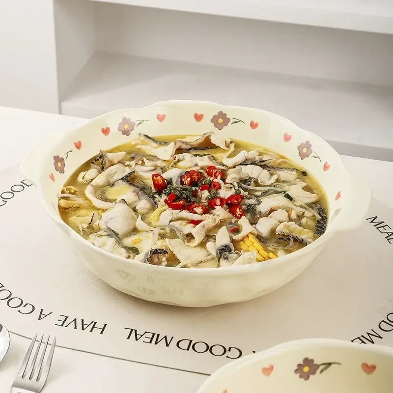 10英寸汤盆】奶油风紫藤花大容量酸菜鱼小龙虾盆碗水煮鱼大汤盆