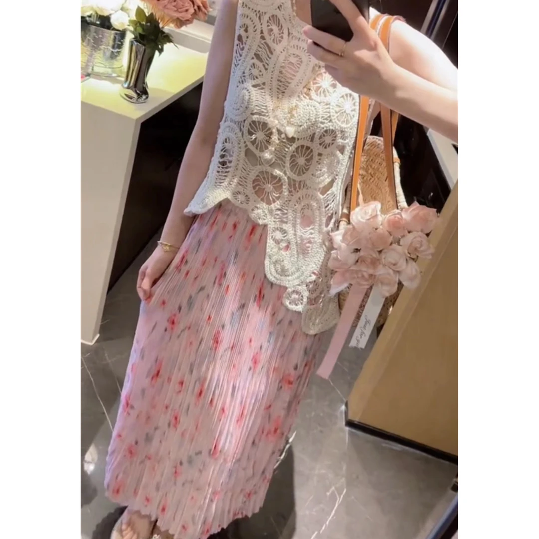 【现货秒发】-洋洋优选-飘逸优雅松紧腰碎花百褶裙半身裙女YY69922