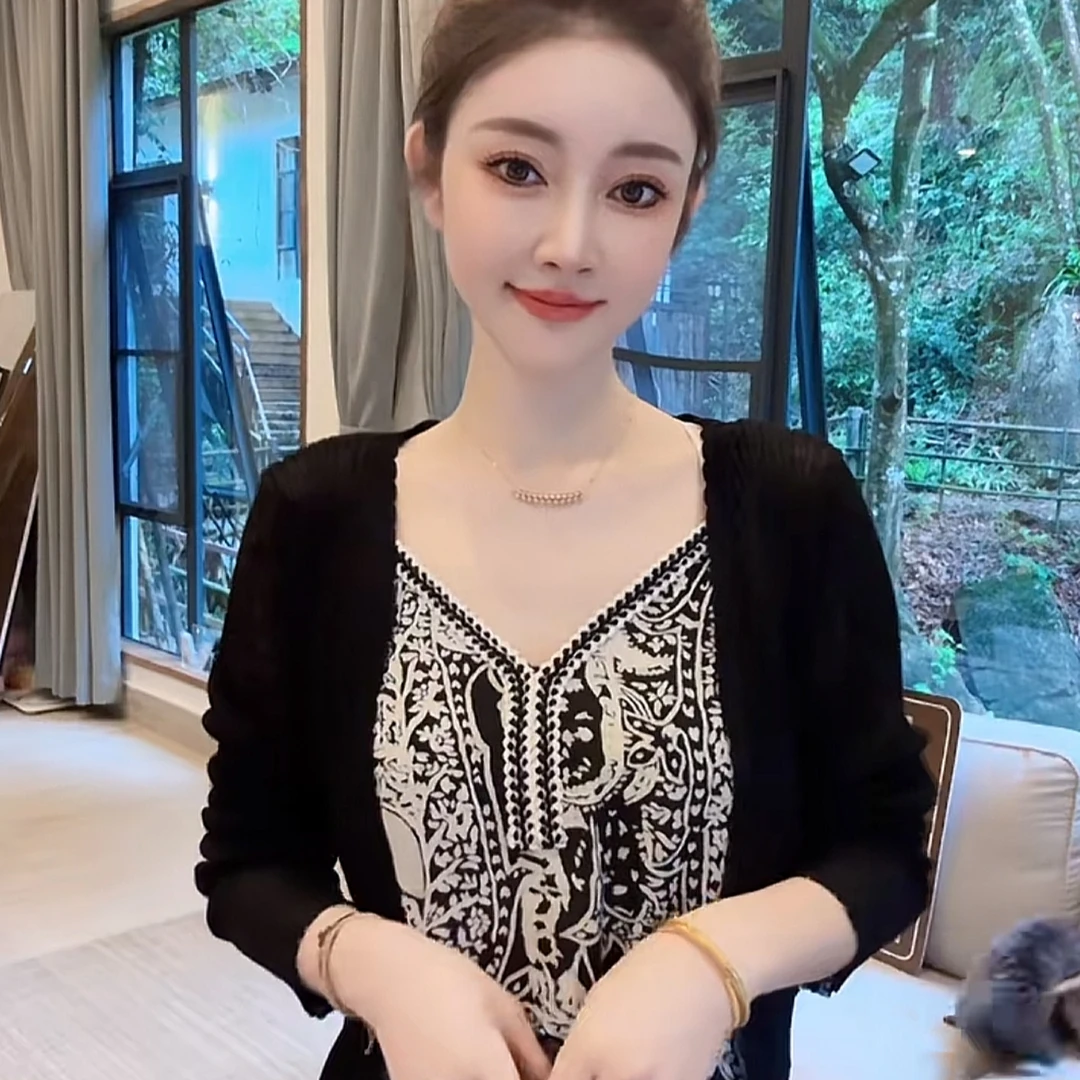 Nalian/拿恋豆子严选-薄款披肩外搭长袖开衫外套女   DZ93970