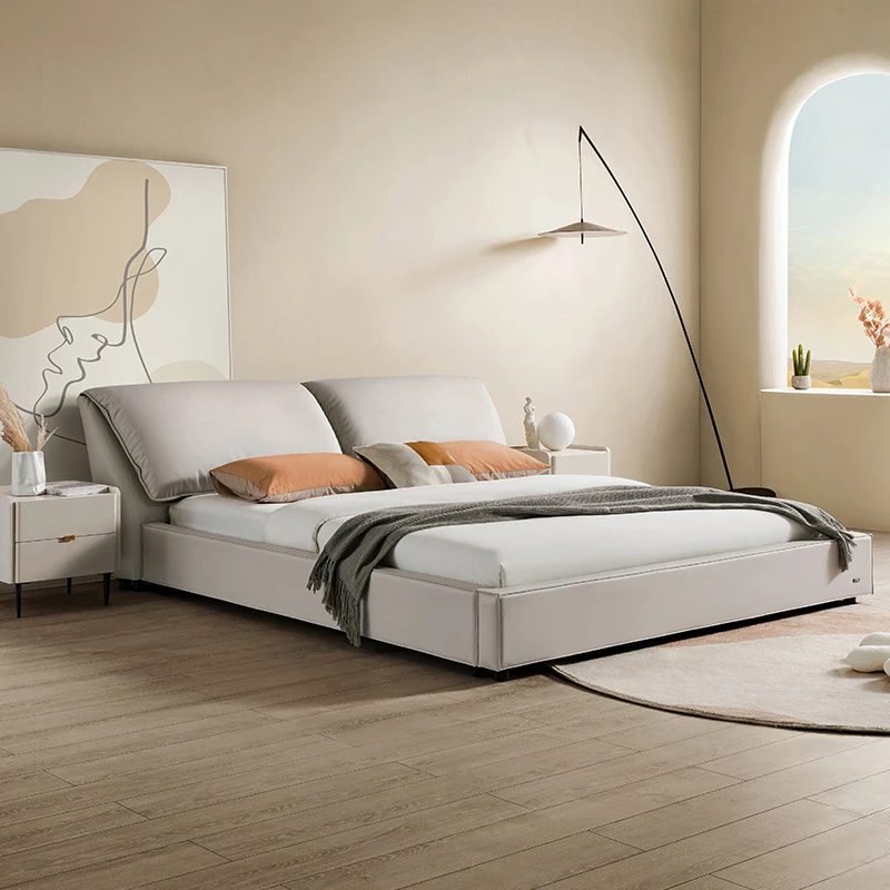 顾家家居头层真皮纳帕牛皮大象耳朵皮艺床架DS8037B