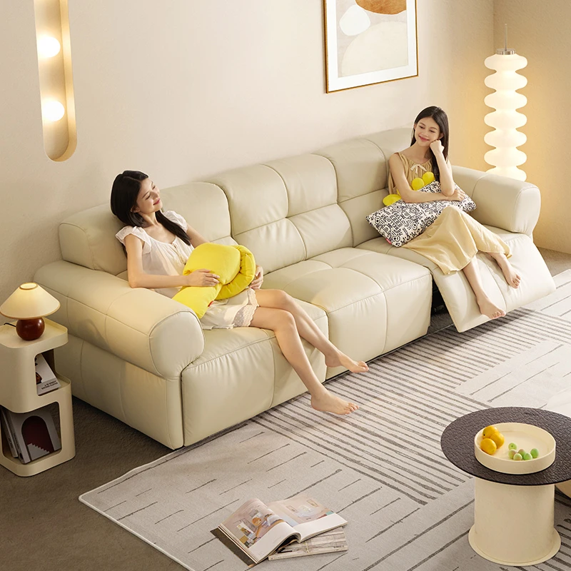 顾家家居头层黄牛皮三人位电动功能皮皮艺沙发6228