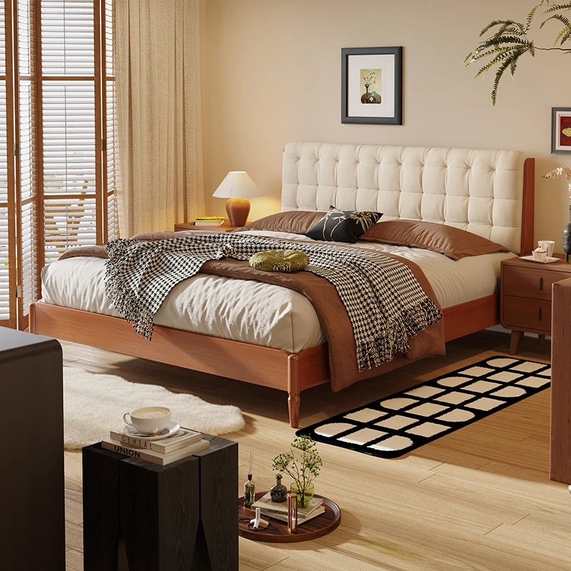 顾家家居橡胶木实木鹅毛填充靠包三防绒布软包布床架DS9165B