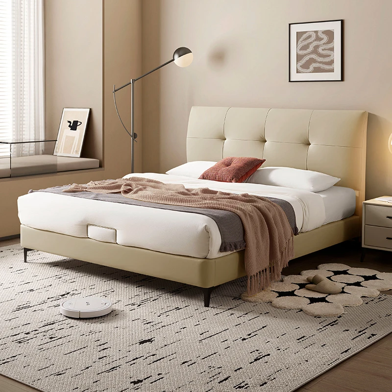 【专】顾家家居齐边头层牛皮皮艺床架【高脚/储物单床】DS8226B