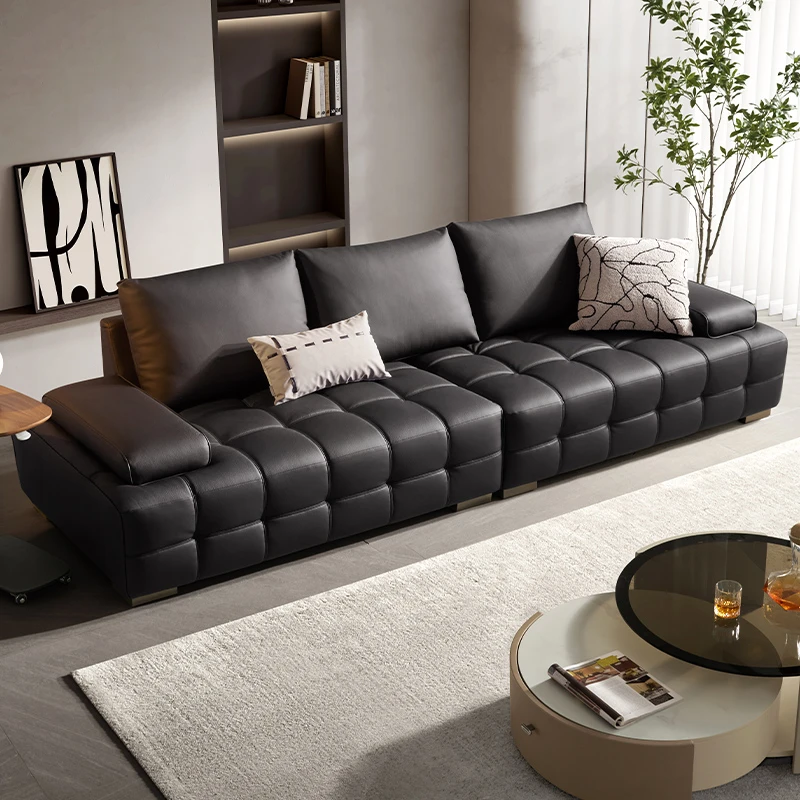 顾家家居头层黄牛皮大坐深劳伦斯牛皮拉点皮艺沙发1266