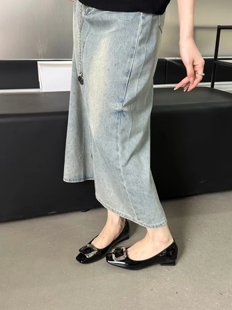 Mike原创轻奢复古方头气质通勤单鞋女浅口低跟瓢鞋