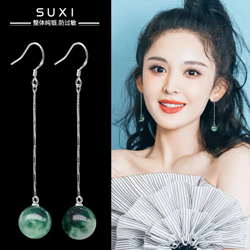 专柜热卖s925纯银耳环女玉髓轻奢高级感耳坠2024年新款火爆款耳饰