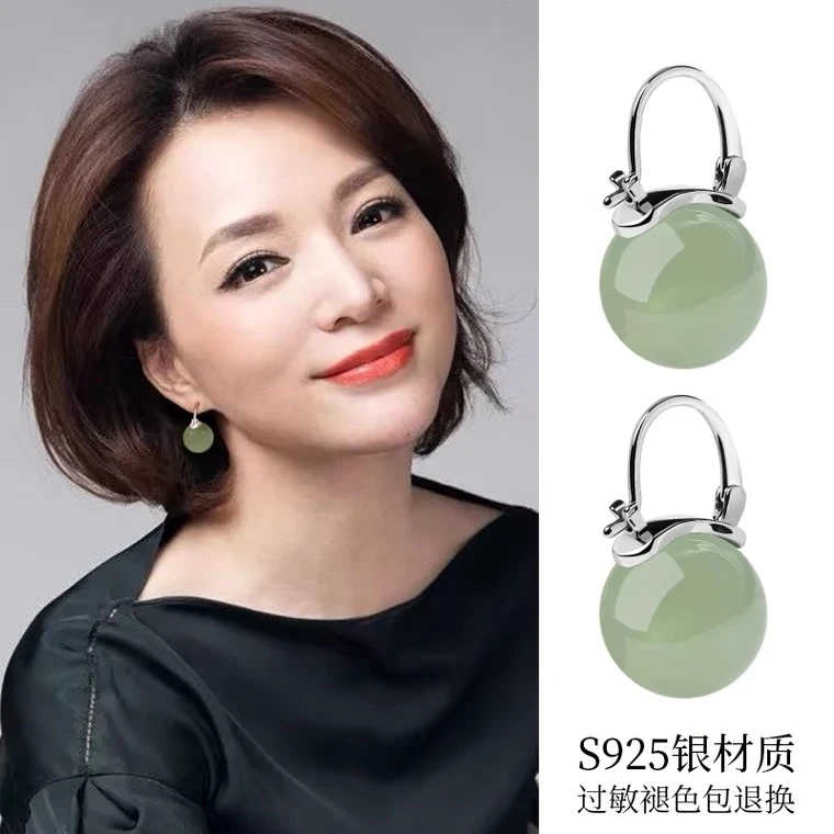 s925纯银玛瑙耳环女2024年新款网红火爆款轻奢高级感气质耳坠耳饰