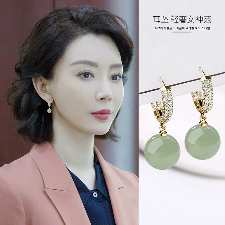 925银耳饰 专柜大耳扣镶钻耳环2024年新款爆款国风新中式耳坠耳饰