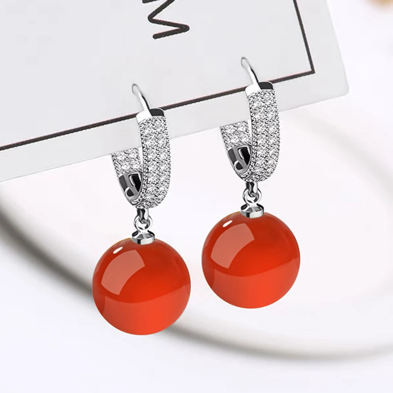 天然玛瑙2024新款耳环爆款s925纯银女耳饰高级时尚大气耳饰送妈妈