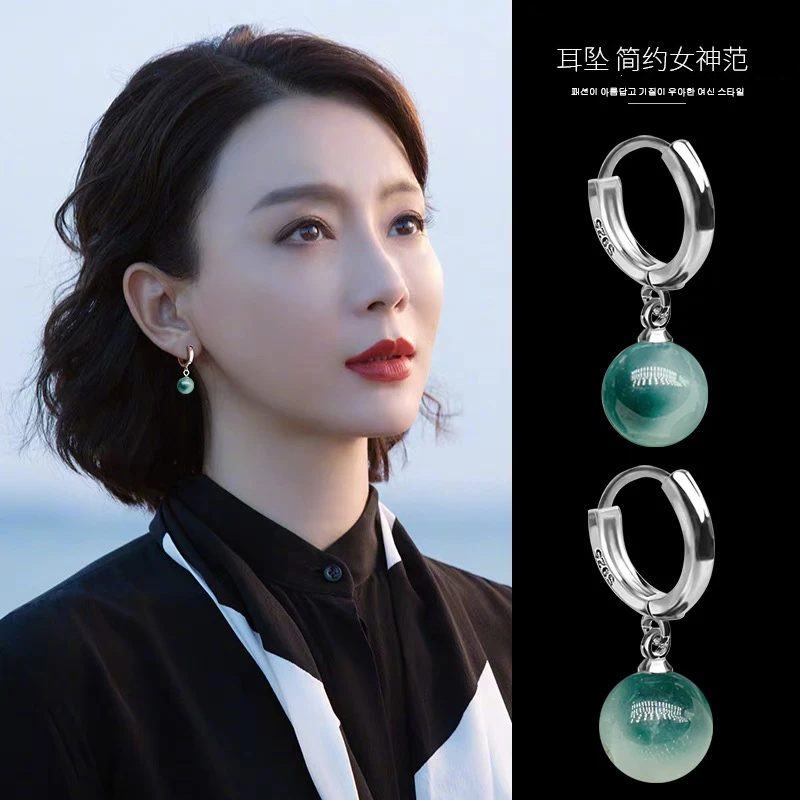 爆款s925纯银玉髓耳环女2024新款网红轻奢大气时尚耳坠气质耳饰