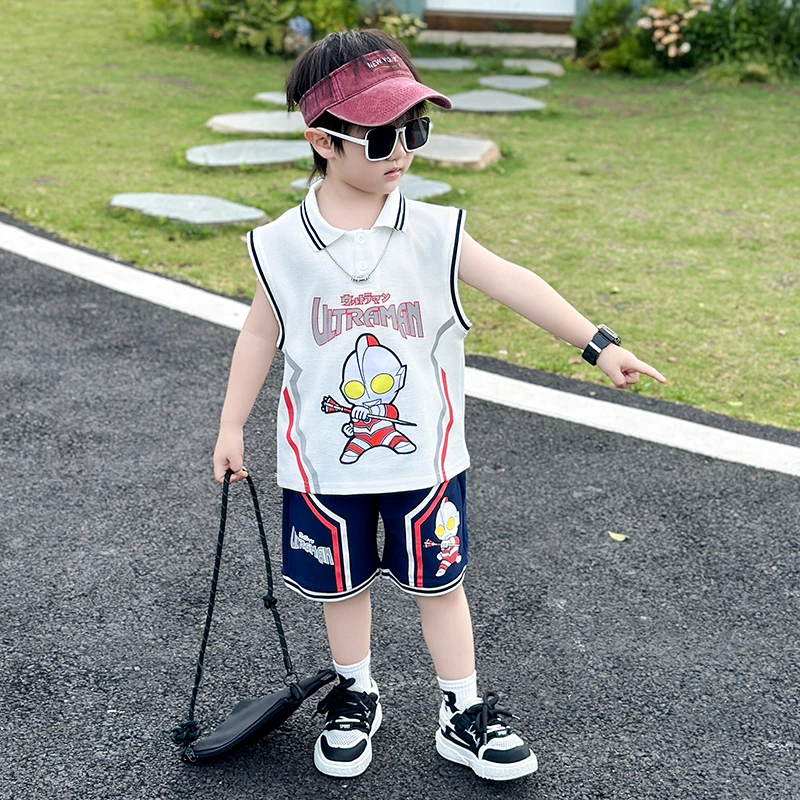 奥特曼男童夏装套装痞帅小儿童衣服夏季帅气宝宝男孩背心两件套潮