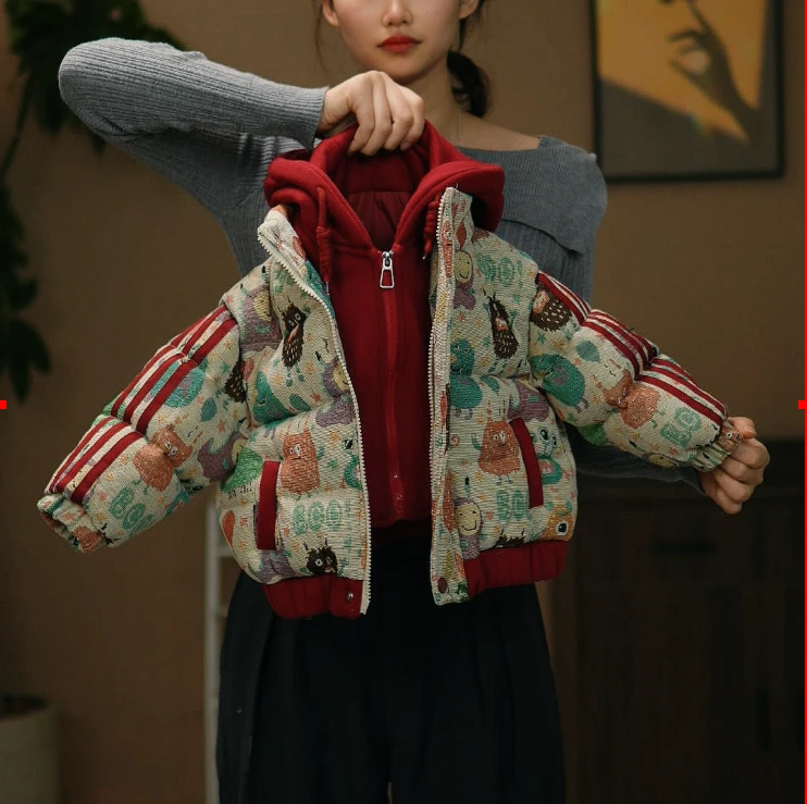 儿童冬季加厚外套2024新款洋气棉服时尚男童女宝宝连帽中性棉衣