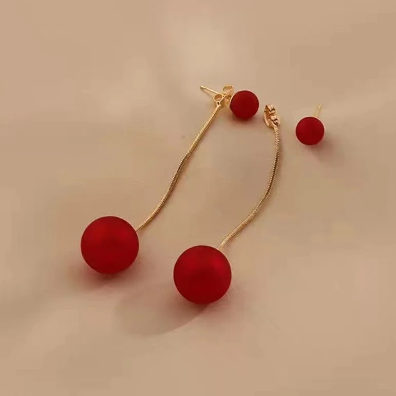 薇妮蔓 铜合金玻璃耳饰 戚爷款气质两戴时尚珠珠耳环W099