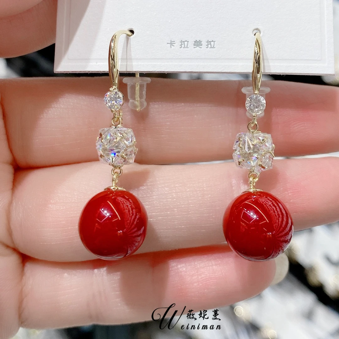 铜合金合成锆石耳饰 天虹时尚气质轻奢百搭精致耳钩耳环W450