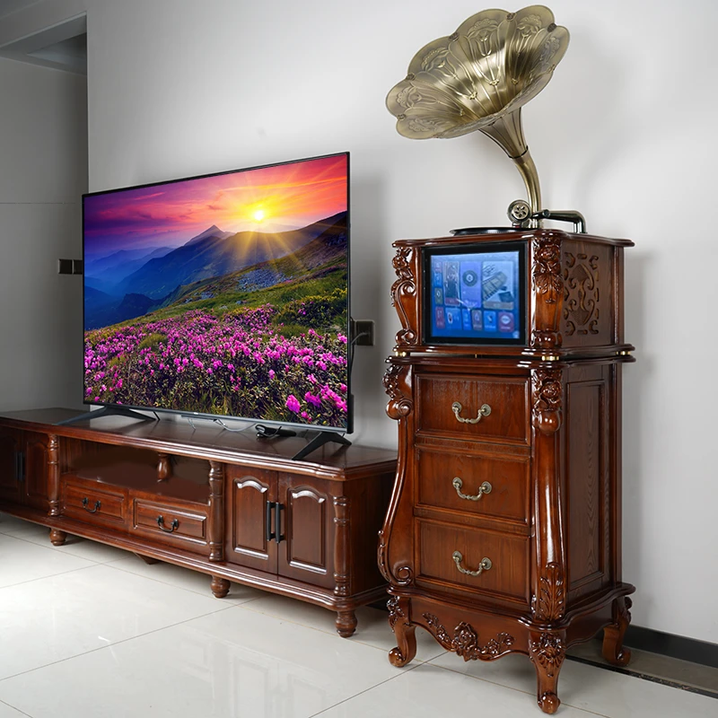 K歌留声机复古黑胶唱片机卡拉OK家用留声机客厅大喇叭触摸大屏