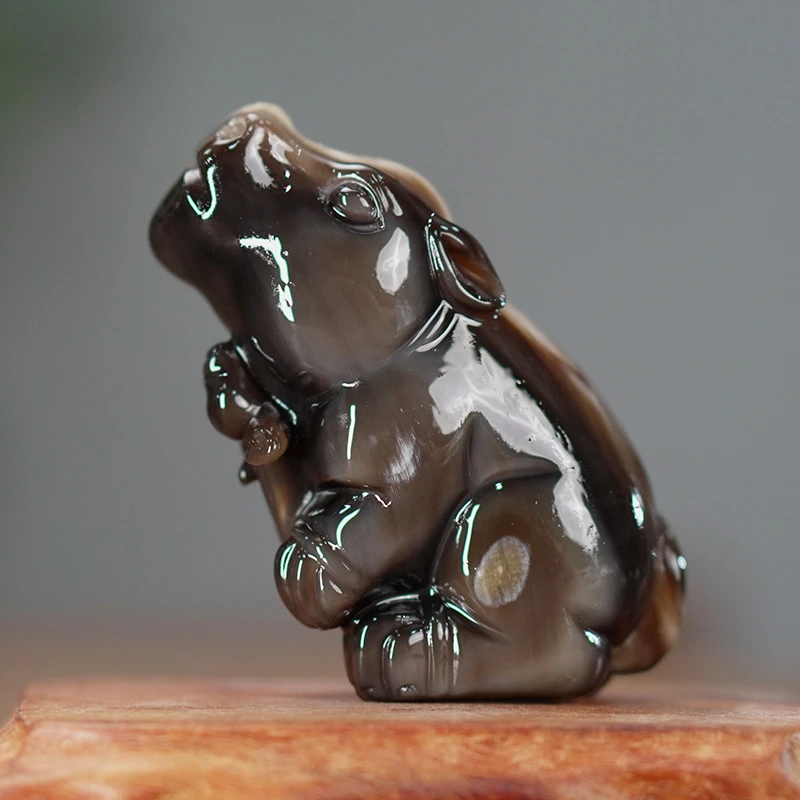 铜合金吊坠 黑金刚牛角高档摆件中式创意手把件