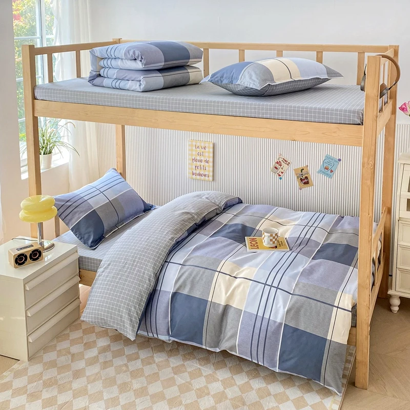 全棉大学生宿舍三件套单人上下铺纯棉套件床单被套三件套