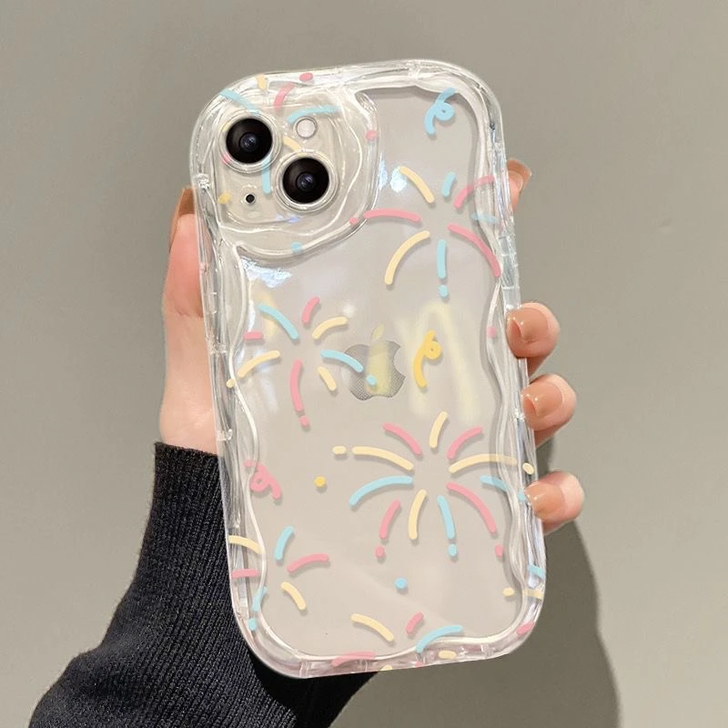 新款满屏烟花简约高级苹果/华为/OPPO/vivo/小米波浪ins手机壳软