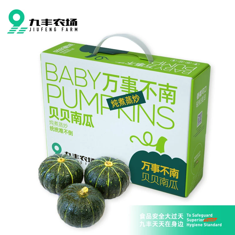 九丰农场新鲜现摘贝贝南瓜软糯香甜 皮薄营养丰富 健康轻食2kg